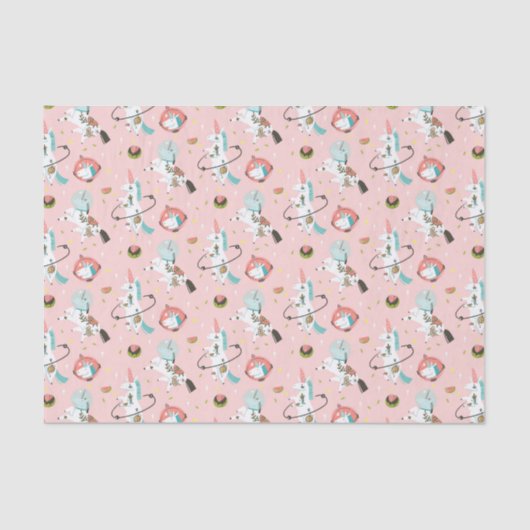 Einhörner im Raum-Muster Seidenpapier (Vorderseite)