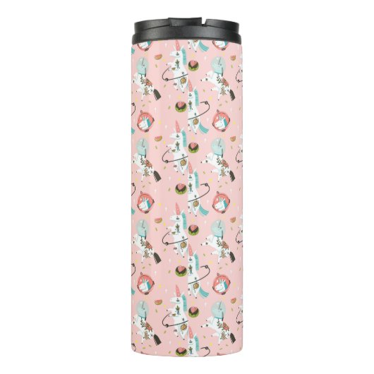 Einhörner im Raum-Muster Thermosbecher (Rückseite)