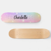 Einhörner im Regenbogenhimmel Personalisiert  Skateboard (Horizontal)