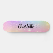 Einhörner im Regenbogenhimmel Personalisiert  Skateboard (Horizontal)