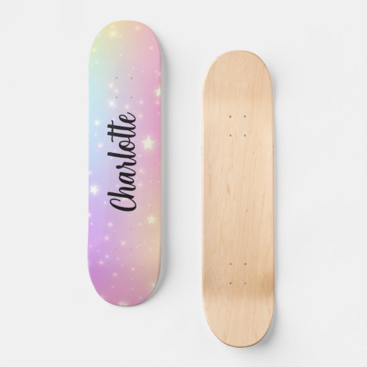 Einhörner im Regenbogenhimmel Personalisiert  Skateboard (Vorderseite)