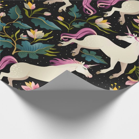 Einhörner im Wald Geschenkpapier (Ecke)
