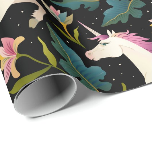 Einhörner im Wald Geschenkpapier (Rolleneckpunkt)