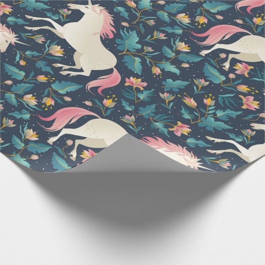 Einhörner im Wald Geschenkpapier (Ecke)