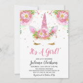 Einhörner in der Blütendusche Einladung (Vorderseite)