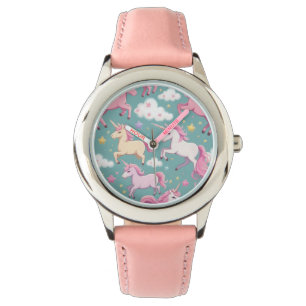 Einhörner mit Wolken- und Sternenmuster Armbanduhr