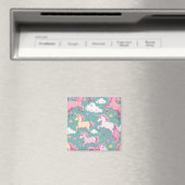 Einhörner mit Wolken und Sternmustern Magnet (In Situ (Geschirrspüler))