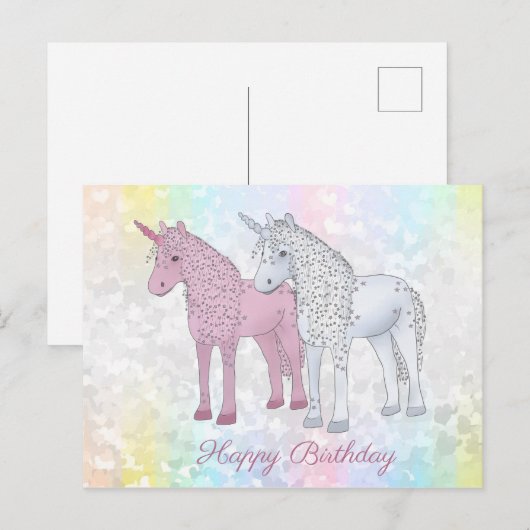 Einhörner Postkarte (Vorne/Hinten)