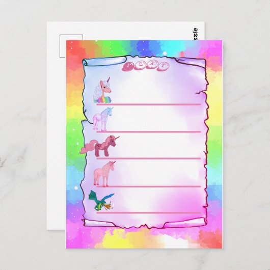 Einhörner postkarte (Vorne/Hinten)