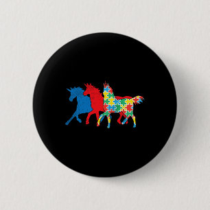 Einhörner Puzzle Blau Rot Autismus-Bewusstsein ASL Button