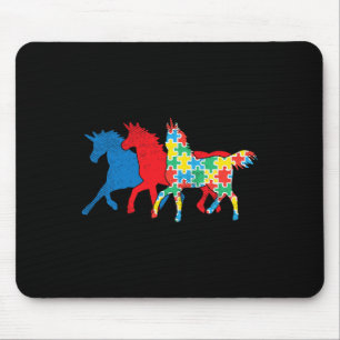 Einhörner Puzzle Blau Rot Autismus-Bewusstsein ASL Mousepad