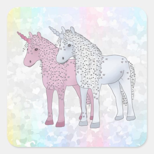 Einhörner Quadratischer Aufkleber (Vorderseite)