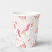 Einhörner, Regenbogen, Blume, Niedliches Party Pappbecher (Rechts)