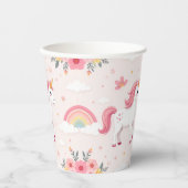 Einhörner, Regenbogen, Blume, Niedliches Party Pappbecher (Vorderseite)