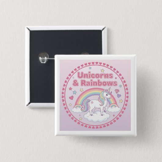 Einhörner & Regenbögen Button (Vorne & Hinten)