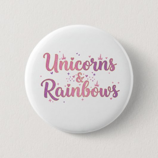 Einhörner & Regenbogen Button (Vorderseite)