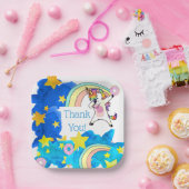 Einhörner Regenbogen Donuts im blauen Sternenhimme Pappteller (Party)