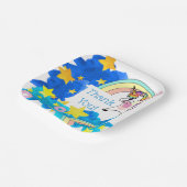 Einhörner Regenbogen Donuts im blauen Sternenhimme Pappteller (Gewinkelt)