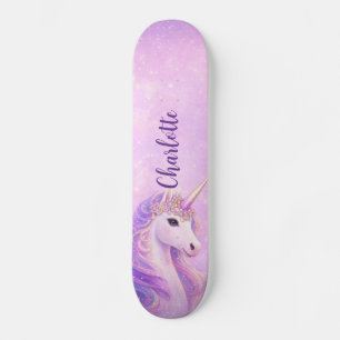 Einhörner Regenbogen Lila Rosa Personalisiert Skateboard
