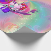 Einhörner, Regenbogenspiralen für Süsse-Kuchen-Mäd Geschenkpapier (Ecke)