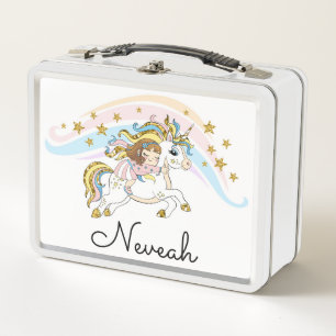 Einhörner reitende Metall-Lunchbox Metall Brotdose