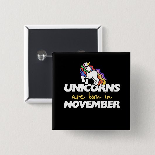 Einhörner sind im November geboren Button (Vorne & Hinten)