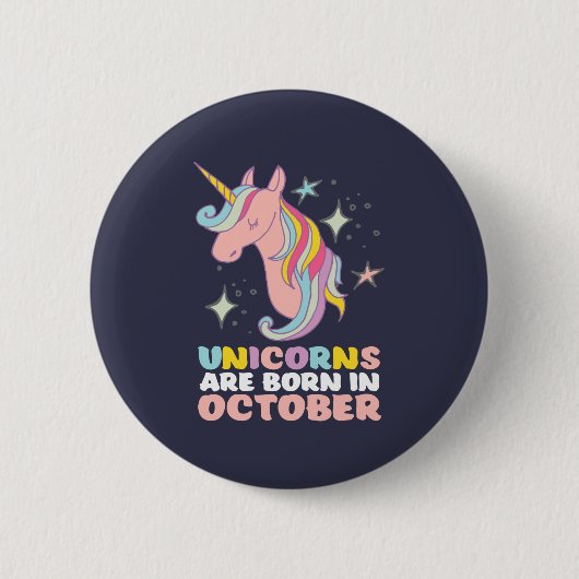 Einhörner sind im Oktober Niedliche Geburtstag Gir Button (Vorderseite)