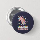Einhörner sind im Oktober Niedliche Geburtstag Gir Button (Vorne & Hinten)