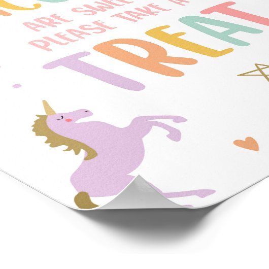 Einhörner sind süß Nehmen Sie eine Leckerei Mädche Poster (Ecke)