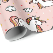 Einhörner u. Confetti erröten rosa Muster Geschenkpapier (Rolleneckpunkt)