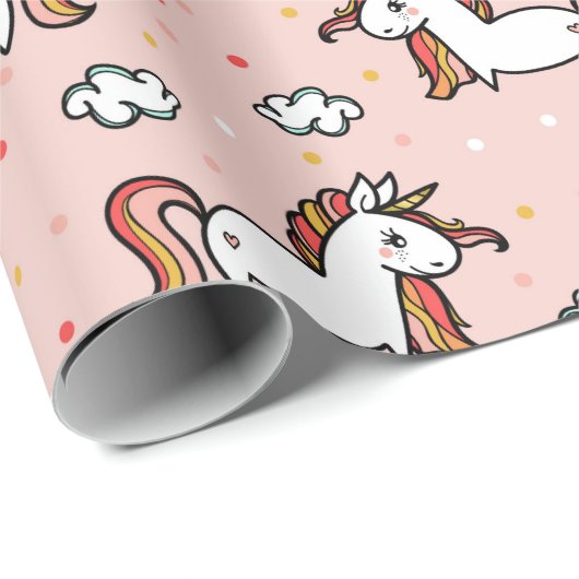 Einhörner u. Confetti erröten rosa Muster Geschenkpapier (Rolleneckpunkt)
