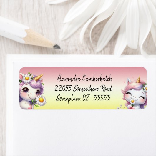 Einhörner und Daisien, Niedliche Anschrift (Insitu)