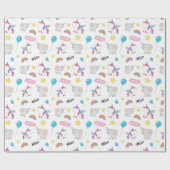 Einhörner und Elefanten Geschenkpapier (Flach)