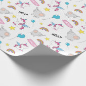 Einhörner und Elefanten Geschenkpapier (Ecke)