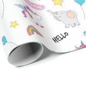 Einhörner und Elefanten Geschenkpapier (Rolleneckpunkt)