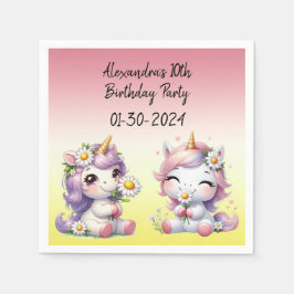 Einhörner und Gänseblümchen, Geburtstagsparty für  Serviette
