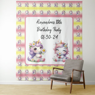 Einhörner und Gänseblümchen, Geburtstagsparty für  Wandteppich