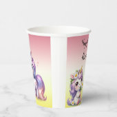 Einhörner und Gänseblümchen, "Happy Birthday"-Part Pappbecher (Rechts)