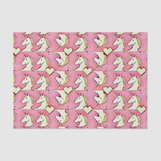 Einhörner und Herz Seidenpapier (Vorderseite)
