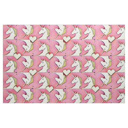 Einhörner und Herz Stoff (Fat Quarter (45,7 x 55,9 cm))