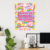 Einhörner und Regenbogen Das Poster! Poster (Heimbüro)