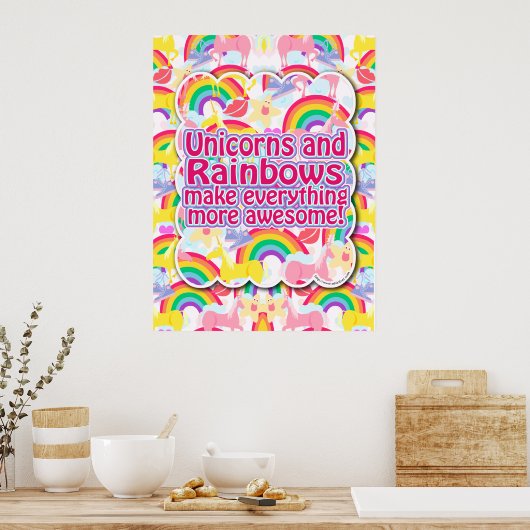 Einhörner und Regenbogen Das Poster! Poster (Küche)
