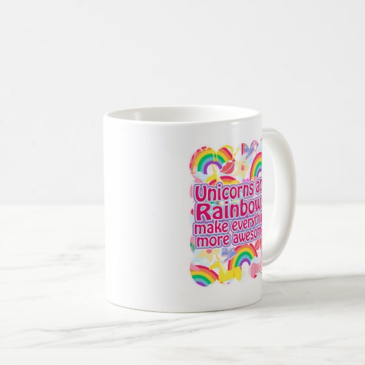 Einhörner und Regenbogen Kaffeetasse (VorderseiteRechts)
