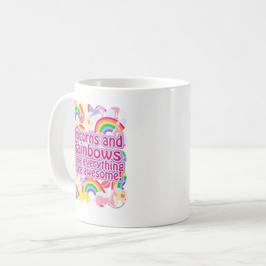 Einhörner und Regenbogen Kaffeetasse (Vorderseite Links)