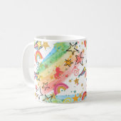 Einhörner und Regenbogen Kaffeetasse (Vorderseite Links)