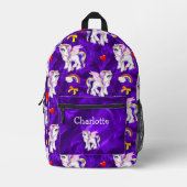 Einhörner und Regenbogen Magische Lila Bedruckter Rucksack (Vorderseite)