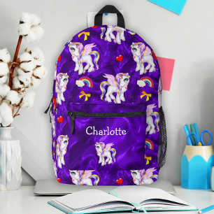 Einhörner und Regenbogen Magische Lila Bedruckter Rucksack