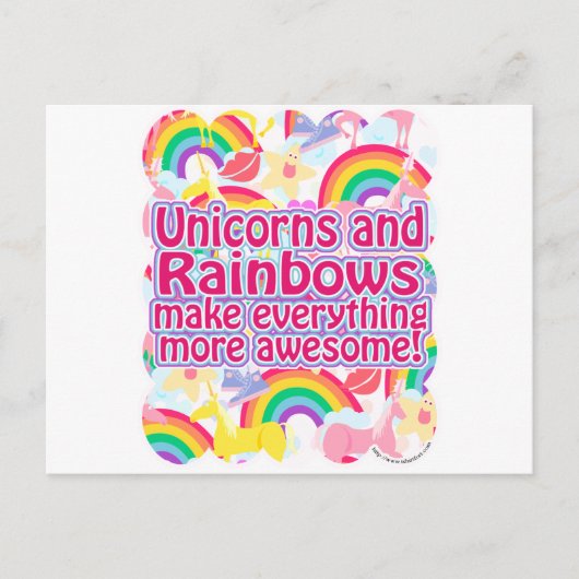 Einhörner und Regenbögen Postkarte (Vorderseite)