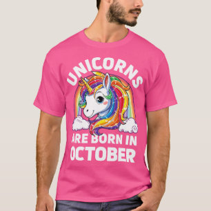 Einhörner werden im Oktober Einhorn Regenbogen Geb T-Shirt
