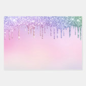 Einhornfacen und Glitzer-Umschlagpapier Geschenkpapier Set (Vorderseite 2)